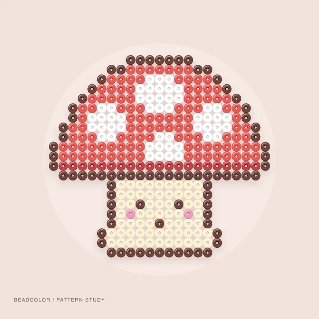 Woodland mushroom: bead rendering of the editable 29 × 29 pattern