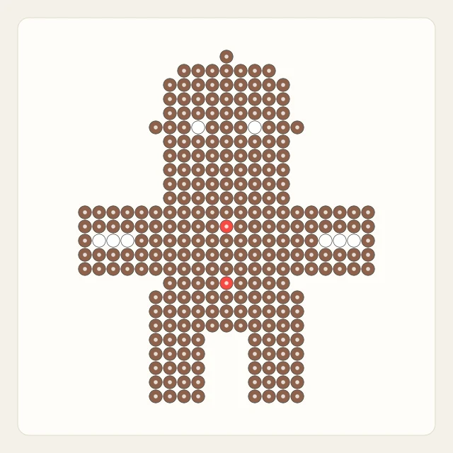 Gingerbread Cookie: bead rendering of the editable 29 × 29 pattern