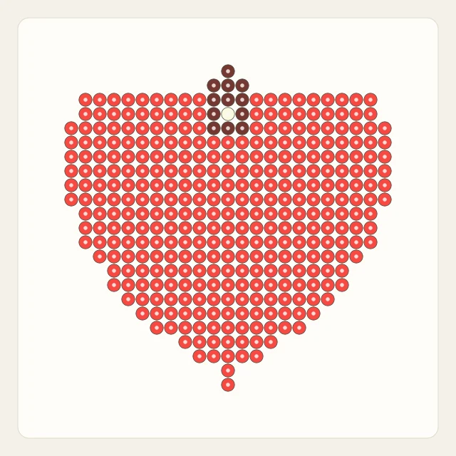 Heart Charm: bead rendering of the editable 29 × 29 pattern