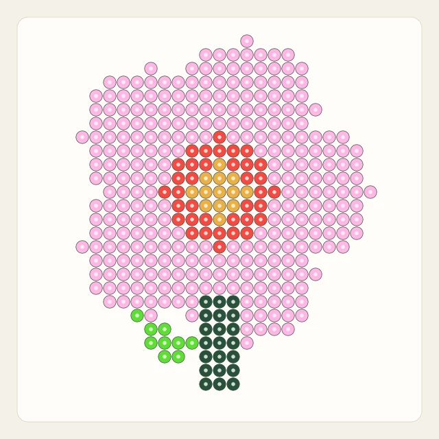Pink Hibiscus: bead rendering of the editable 29 × 29 pattern
