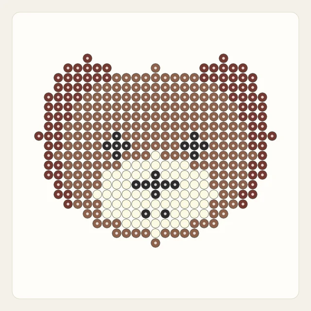 Puppy Dog Face: bead rendering of the editable 29 × 29 pattern