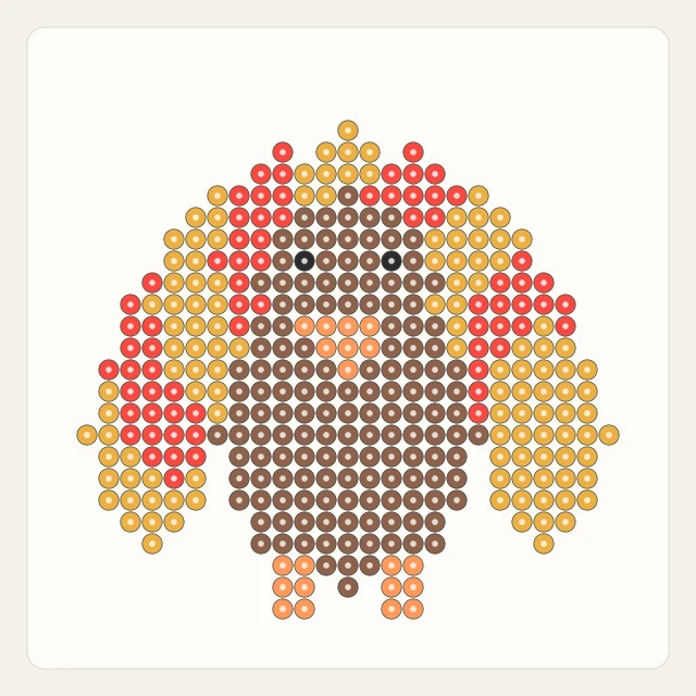 Thanksgiving Turkey: bead rendering of the editable 29 × 29 pattern